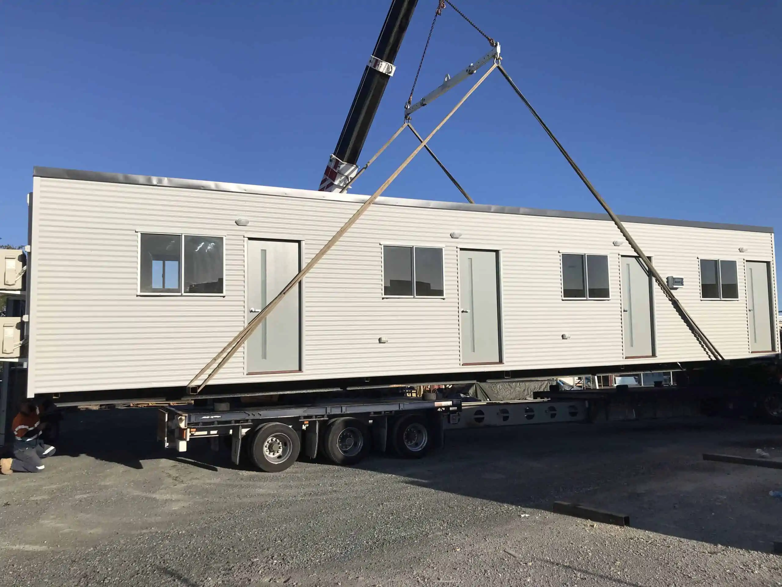 A 16-man workers accommodation modular being transported