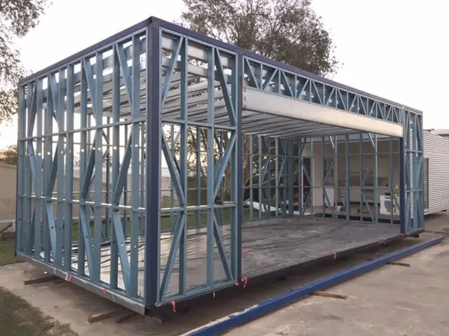 A modular building under construction