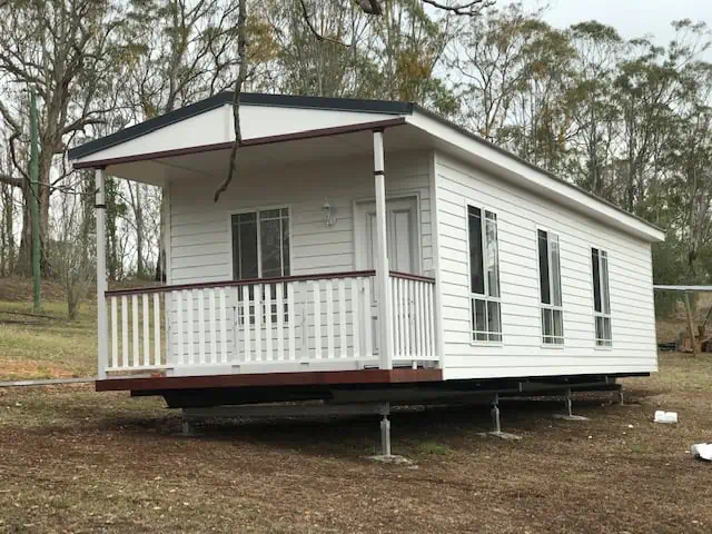 Park cabin installed on footings